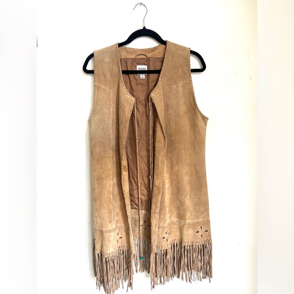 Wilson’s Genuine leather duster with fringe detail